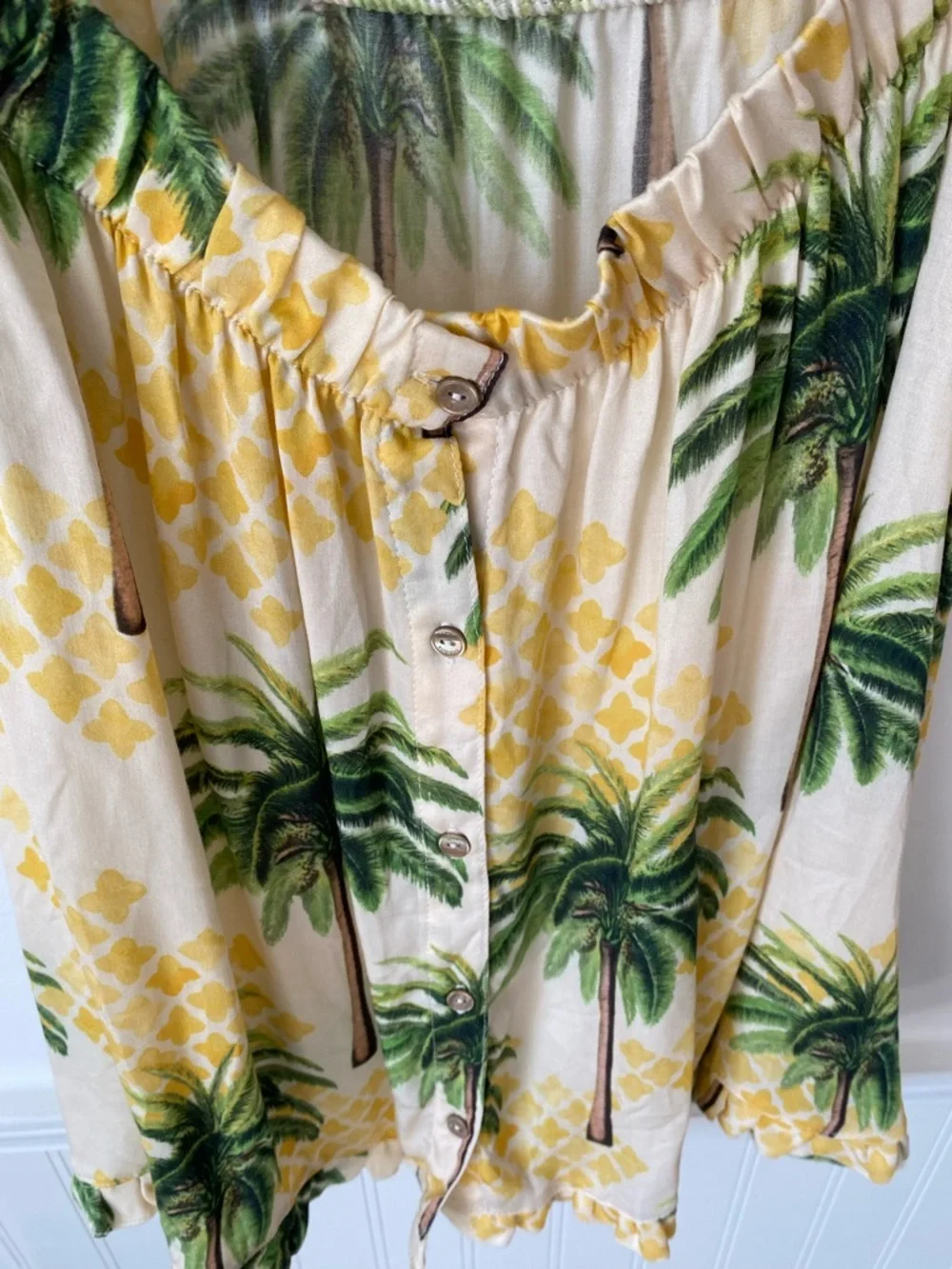Agua Bendita Melanie Goa Dress Tropical Print size small Yellow Green - Picture 9 of 9